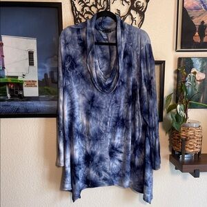 Cha cha vente women’s Plus 2X Blue Tie-Dye Women's Top